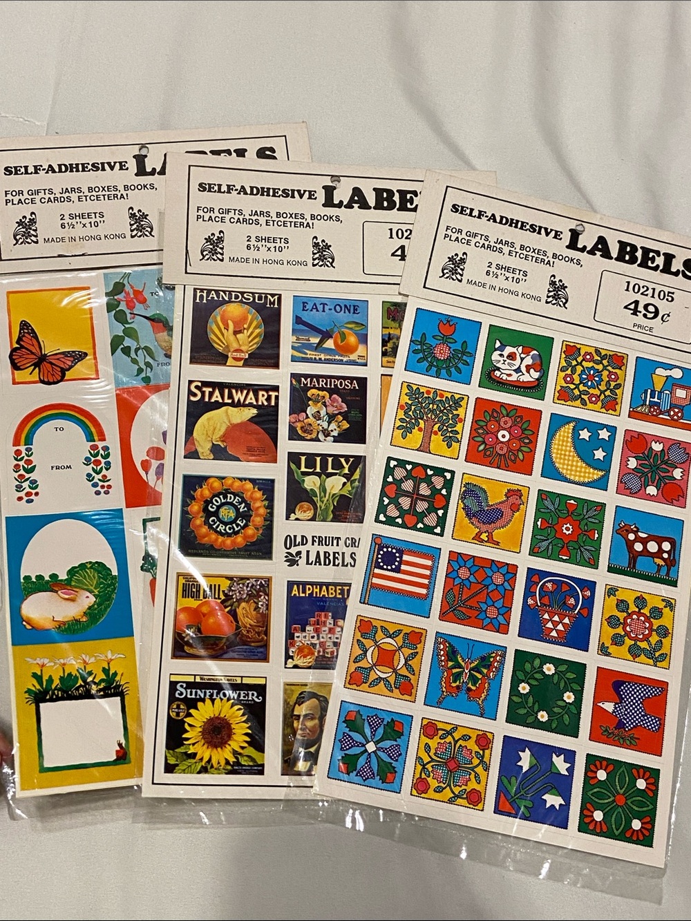 Vintage Self-Adhesive Labels Stickers - Colorful Assorted Designs